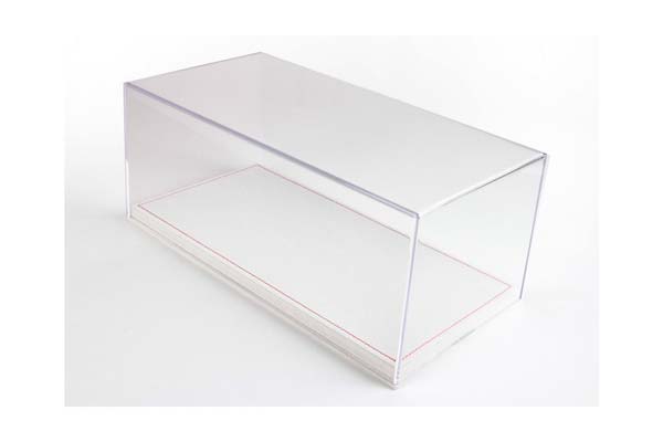 DISPLAY CASE WITH ALCANTARA BASE IN LIGHT BEIGE AND RED STITCHING / БОКС ББР 1:1