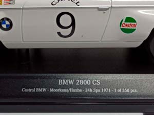 BMW 2800 CS TEAM 24H SPA 1971 MINICHAMPS 1:18 — фото 9
