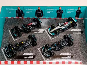 MERCEDES AMG F1 НАБОР ИЗ 4-Х МОДЕЛЕЙ (W12-W13-W14 AMG) HAMILTON + RUSSEL 1:43 BBURAGO