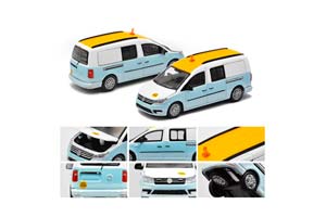 VW VOLKSWAGEN CADDY MAXI *AIRPORT CONSTRUCTION VEHICLE*, ORANGE/WHITE/LIGHT BLUE (ДЛИНА МОДЕЛИ 6-10 СМ)