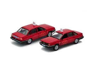 VW VOLKSWAGEN SANTANA 1 ST  SPECIAL EDITION *SHENZHEN TAXI*, RED (ДЛИНА МОДЕЛИ 6-10 СМ)