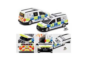 VW VOLKSWAGEN CADDY MAXI LONDON POLICE *POLICE DOG UNIT*, WHITE/BLUE/YELLOW (ДЛИНА МОДЕЛИ 6-10 СМ)