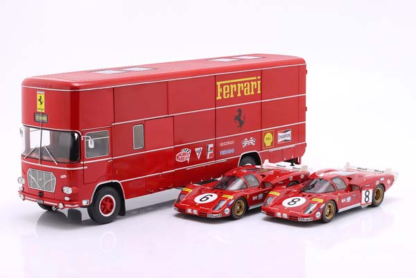3-CAR SET: OM FIAT 150 ROLFO RACE TRUCK WITH 2X FERRARI 512S / НАБОР ИЗ 3 МОДЕЛЕЙ ОМ ФИАТ 150 РОЛФО РАКЕ ГРУЗОВИК 2X ФЕРРАРИ 512S