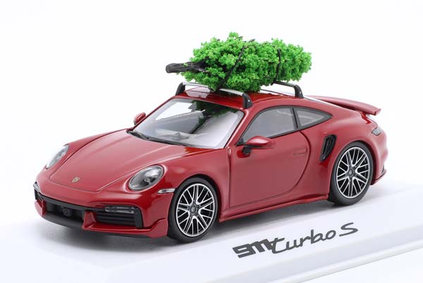 PORSCHE 911 (992) TURBO S CHRISTMAS EDITION WITH XMAS TREE CARMINE / ПОРШЕ 911 992 ТУРБО ЧРИСТМАС КСМАС ТРИ КАРМИНЕ