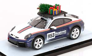 PORSCHE 911 (992) DAKAR CHRISTMAS EDITION 2024 BLUE WHITE RED — фото 1