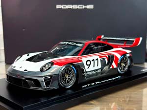 PORSCHE 911 (992) GT3 R RENNSPORT WHITE/RED/BLACK / ПОРШЕ 911 992 GT3 R RENNSPORT БЕЛО-КРАСНО-ЧЕРНЫЙ (ЛИМИТ 245/911)