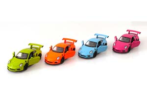 PORSCHE 911 (991) GT3 RS SET WITH 12 PULLBACK MODELCARS LIGHTGREEN LIGHT-ORANGE LIGHTBLUE PINK