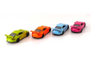 PORSCHE 911 (991) GT3 RS SET WITH 12 PULLBACK MODELCARS LIGHTGREEN LIGHT-ORANGE LIGHTBLUE PINK — фото 2