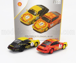 PORSCHE SET 2X 911 964 #1 CARRERA CUP SHELL PIRELLI 1991 W.KAUFMANN + N 2 CARRERA CUP SHELL TROPHY (1991), YELLOW RED BLACK (ДЛИНА МОДЕЛИ 6-10 СМ) — фото 2