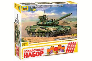 MODEL KIT RUSSIAN TANK T-90, GIFT SET | РОССИЙСКИЙ ТАНК Т-90, ПОДАРОЧНЫЙ НАБОР 