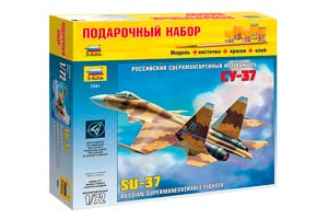 MODEL KIT RUSSIAN SUPERMANEUVERABLE FIGHTER SU-37 WITH GLUE BRUSH AND PAINT | РОССИЙСКИЙ СВЕРХМАНЕВРЕННЫЙ ИСТРЕБИТЕЛЬ СУ-37 С КЛЕЕМ КИСТОЧКОЙ И КРАСКАМИ 